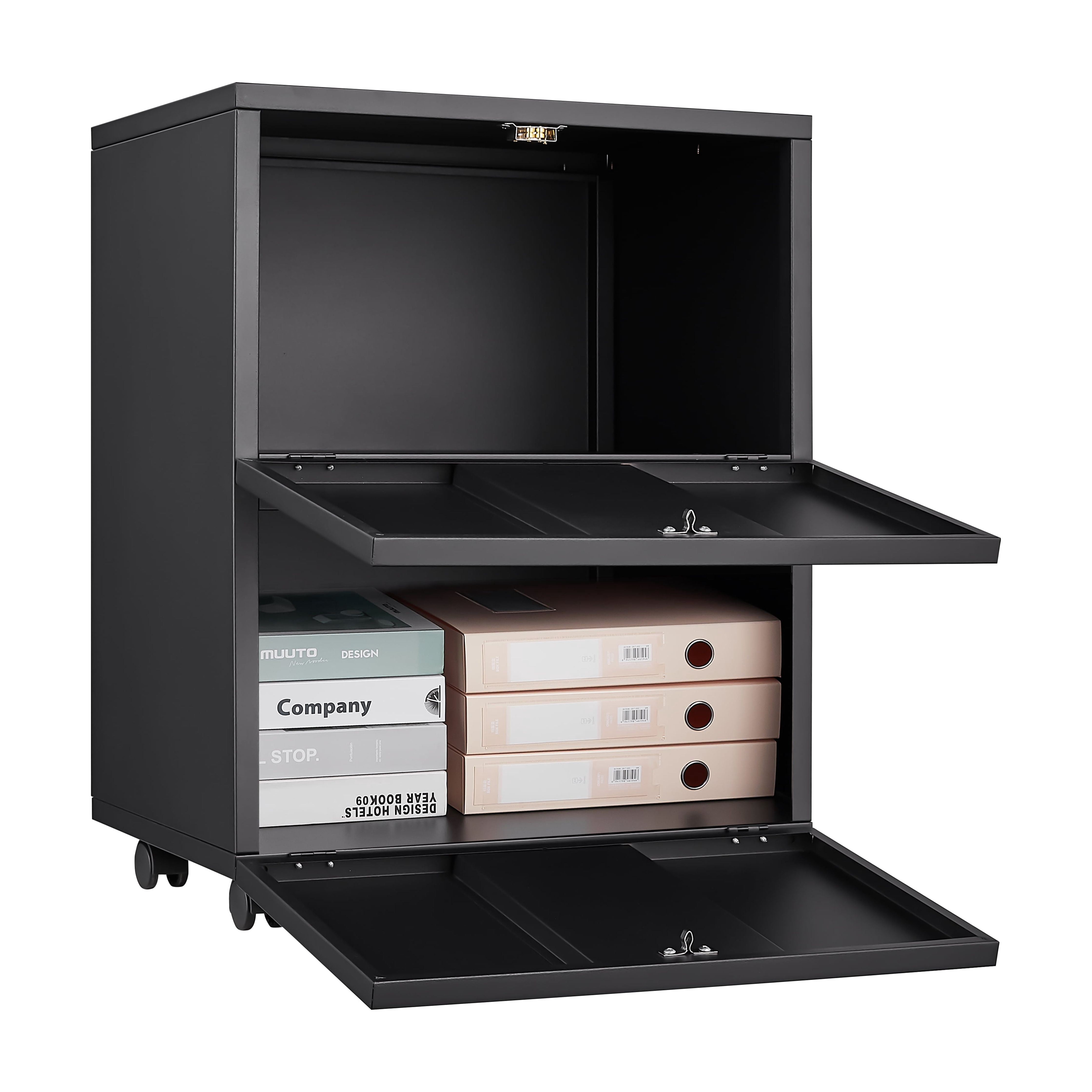 3 Drawer Mobile File Cabinet Under Desk Office,Simple Style Versatile Storage Cabinet for Legal/Letter/A4 Files, 5 Wheel Design Anti-Tilting Cold Rolled Steel Waterproof Moisture-Proof Black