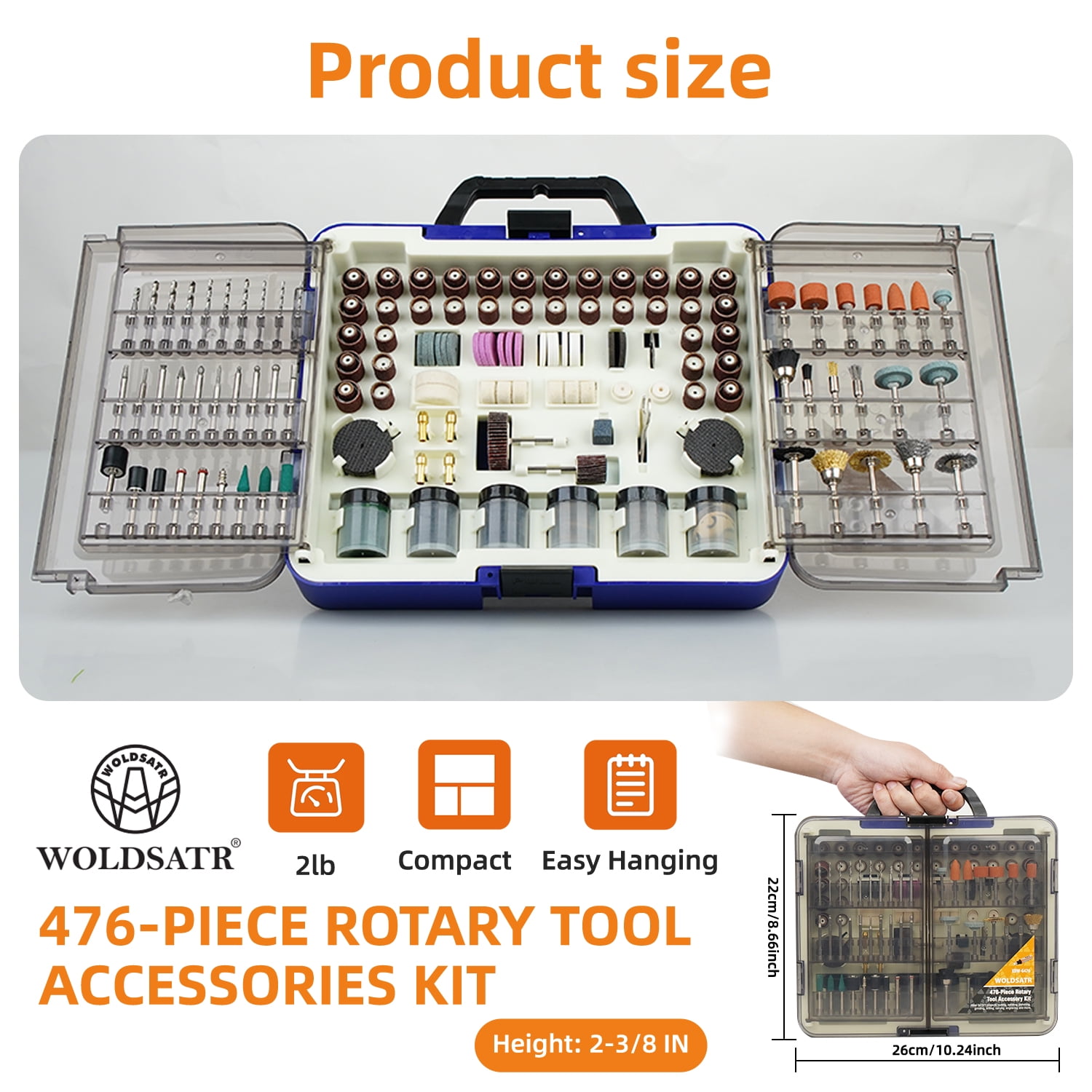 516PCS Rotary Tool Accessories Kit, Rotary Tool Bits for Easy Cutting, 1/8-in Shank Rotary Tool Kit, Sanding, Grinding, Carving, Polishing, Drilling and Engravingm，Grinding with Portable Storage Case
