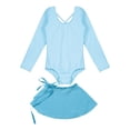 thumbnail image 3 of ZDHoor Toddler Girls Long Sleeve Ballet Skirted Leotards Dance Dresses Tutu Ballerina Outfit Light Blue 7-8, 3 of 7