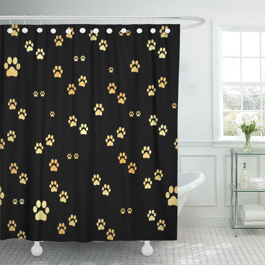 Yusdecor Pawprint Dog Gold Paw Prints Seamless Pattern Of Footprints Bathroom Decor Bath Shower Curtain 60x72 Inch Walmart Canada