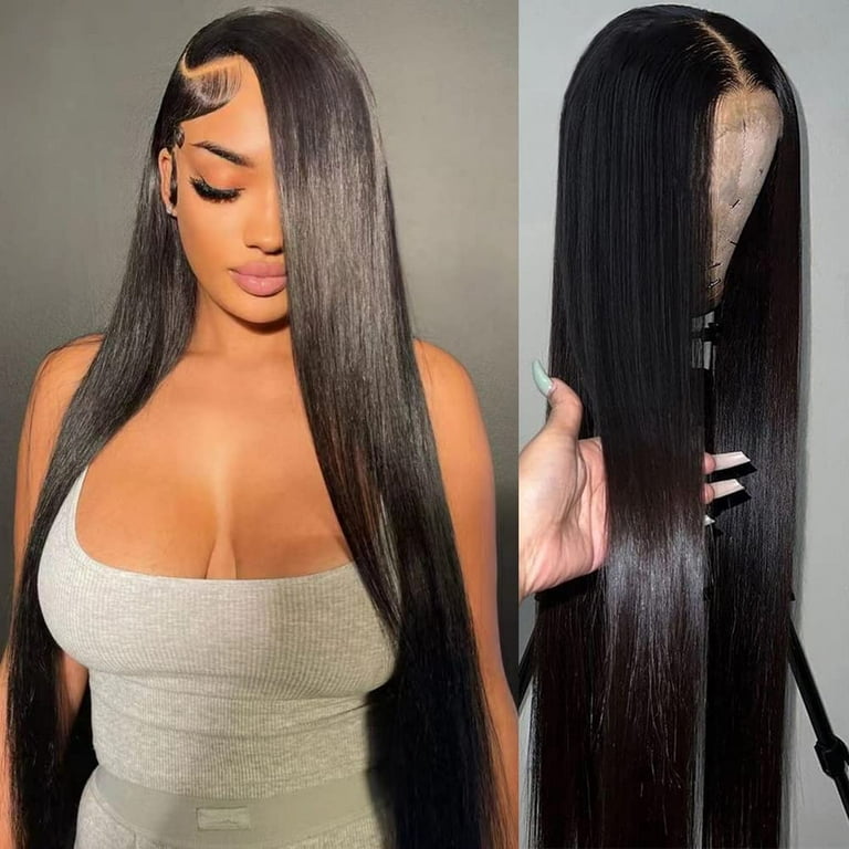 5x5 HD Lace Closure Wigs Human Hair Straight 5x5 Transparent Lace Front  Wigs Human Hair Pre Plucked 180 Density Glueless Brazilian Virgin Human  Hair Lace Front Wigs for Black Women 28 Inch 