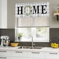 thumbnail image 4 of Rustic Home Curtain Valances for Windows, Kitchen Valance Window Treatments Panel 2 Pack, Eucalyptus Leaves Farmhouse Wreath Plaid Rod Pocket Short Curtains for Bathroom Bedroom 60 x 18 Inch, 4 of 8