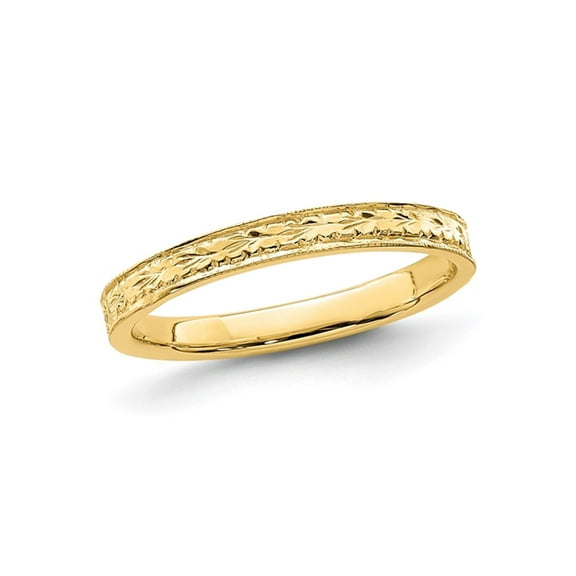 Gem & Harmony 14K Yellow Gold Polished Floral Band Ring for Women