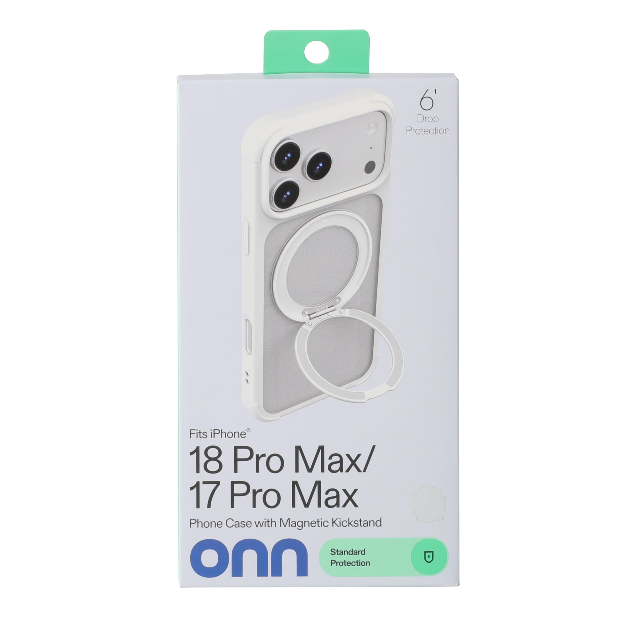 onn iPhone 18 Pro Max and iPhone 17 Pro Max Bumper Phone Case with MagSafe & 360 Ring Kickstand, White