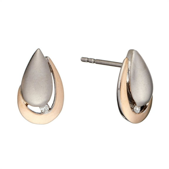 Silverly 9 Carat Gold-Plated 925 Sterling Silver Diamond Drop Stud Earrings (3/100 ct, H Colour, P3 Clarity)9