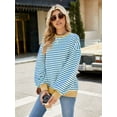thumbnail image 5 of Deago Women Oversized Striped Color Block Long Sleeve Crew Neck Sweatshirt Casual Loose Pullover Y2K Shirt Top, 5 of 8
