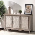 thumbnail image 6 of Heynemo Vintage Storage Cabinet with 3 Carved Doors, Rustic Buffet Sideboard for Kitchen, Dining Room, Living Room, Bedroom, Wash Gray, 6 of 8