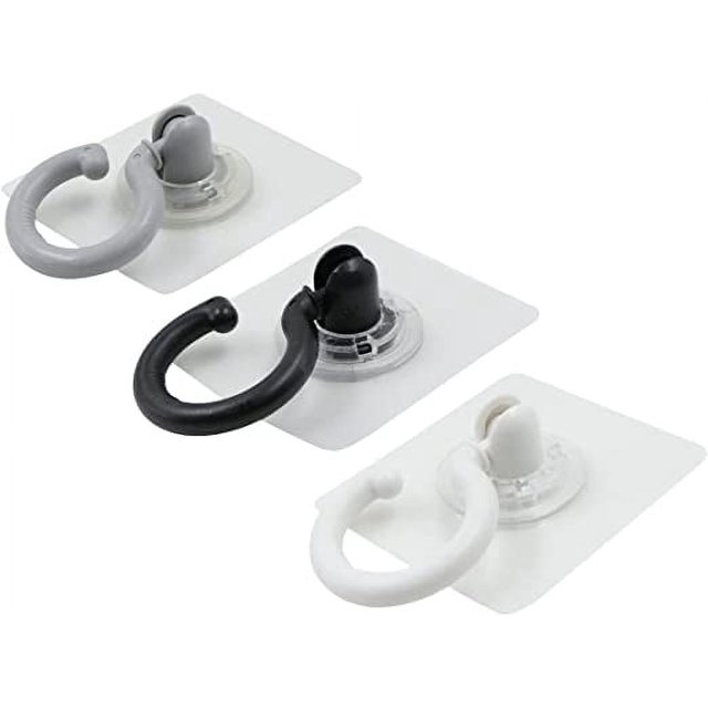 Ganchos adhesivos sin clavos de 3 piezas, ganchos giratorios de techo perforados, gran angular ajustable, fuerte adherencia para puerta de baño de pared de refrigerador