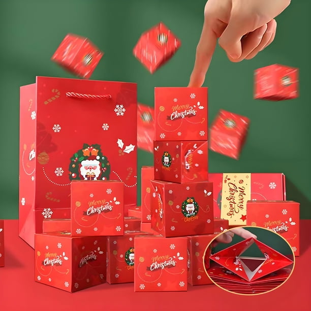 Decoraciones de Halloween, adornos de Halloween, regalos de Halloween, caja sorpresa de Feliz Navidad, caja de regalo, creación de un regalo sorprendente, sobre rojo, caja de regalo romántica que rebo