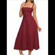 thumbnail image 3 of Vestido Midi con Corsé, Aberturas Fluidas y Cordones para Mujer, Vestido Informal de Verano de Corte A para Fiesta de Té. Rojo XXL, 3 of 9