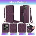 thumbnail image 4 of Furiet Argyle Wallet Case for iPhone 14 Pro 6.1 inch with Tempered Glass Screen Protector Wrist/Shoulder Strap, Card Slots Phone Cover for iPhone14Pro 5G i i-Phone i14 iPhone14 4 14Pro Deep Purple, 4 of 8