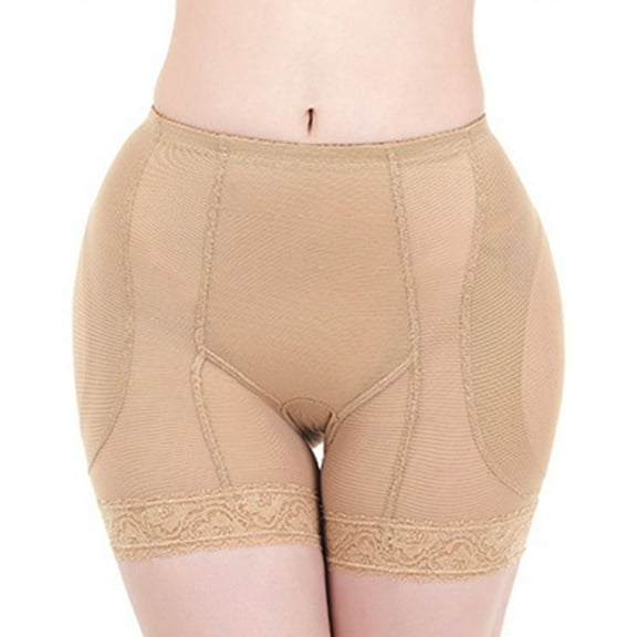 SWSMCLT Women's Shapewear Shorts Padded Hip Pads Padding Mid Thigh Lace Firm Hip Enhancer Butt Lifting Body Shaper Nude Large
