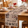 thumbnail image 5 of Sweet Home Table Runner - 60 Inch Long Western Stars Bird Houses Brown Wooden Grain Cotton and Linen Blended Dress Scarves Farmhouse Table Runner for Kitchen Dining, Coffee Table, 13" x 60", 5 of 8