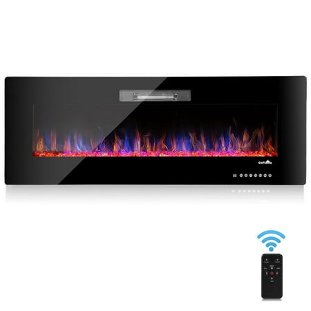 50" Recessed Electric Fireplace, In-wall& Wall Mounted & standing Electric Heater, Remote Control,Touch screen