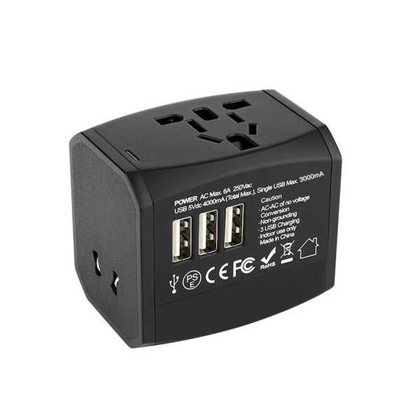 TFixol Universal Travel Charger Conversion Plug 100-250V International Fast Charger 3 USB Ports+ Type-C Adapter