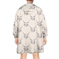 thumbnail image 2 of Beige Buffalo Skull Pattern Wearable Oversized Blanket,Wearable Blanket Hoodie for Adults,Cozy Hooded Blankets with Super Pockets,Super Warm Fuzzy Pullover for Women & Men, 2 of 6