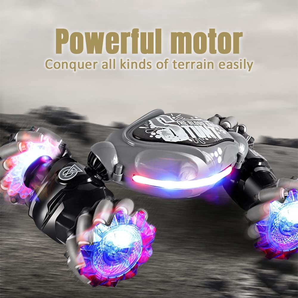 Gesture Sensing RC Stunt Car with Light & Music,Gesture Sensing Twist Car,Drift Stunt 2.4GHz Remote Control Cars, 360° Flips Rotating Off Road Vehicle for Kids Gifts (Black)