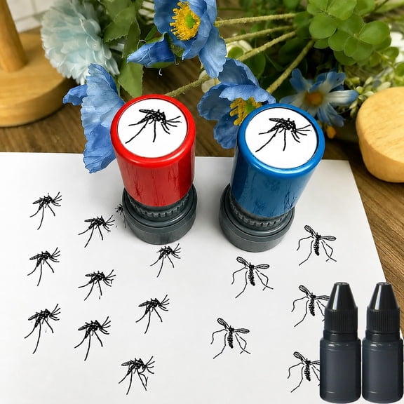 2PCS Mosquito Stamp Self Inking Funny Stamper, Realistic Mosquito Stamp