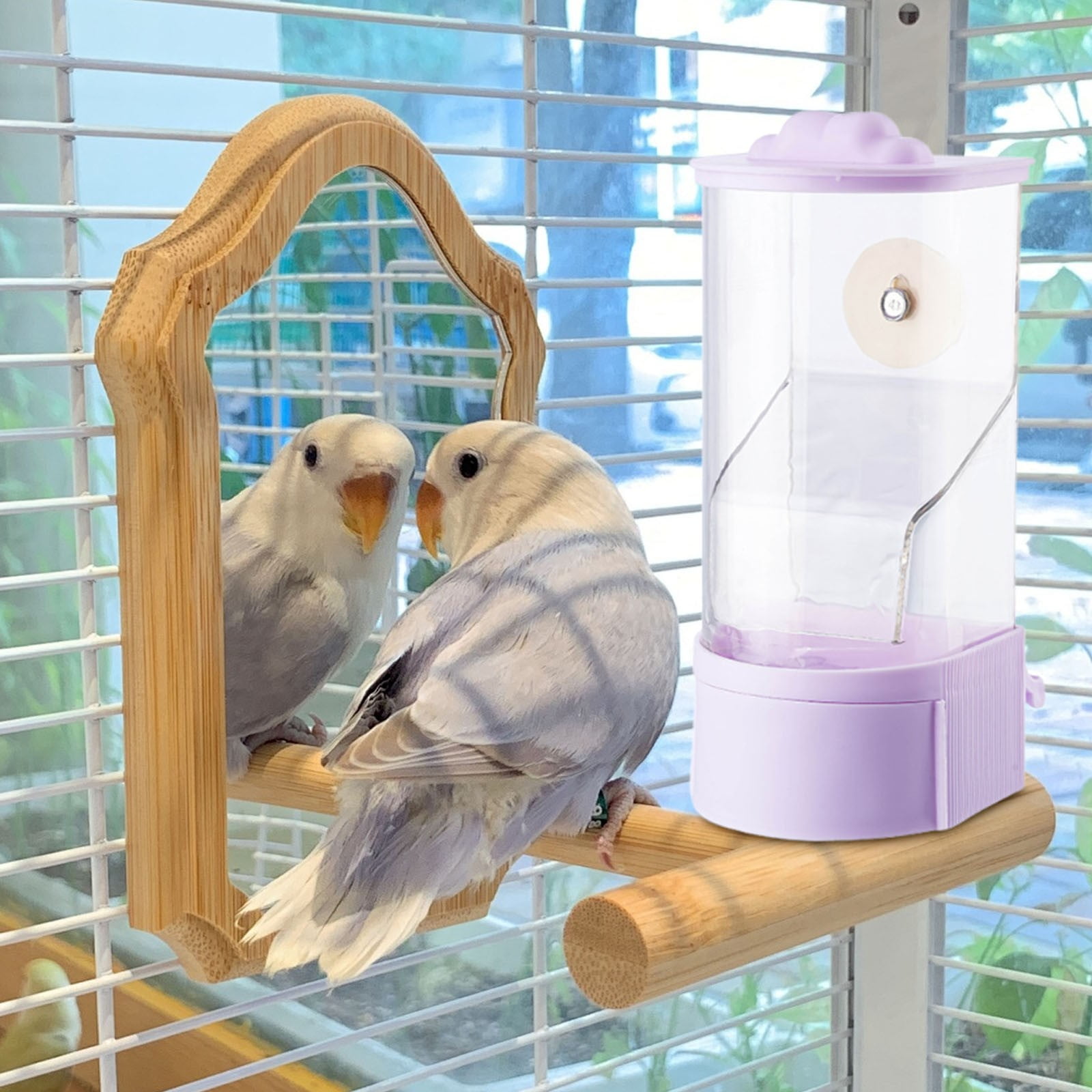 Automatic Bird Food Dispenser Feeder, Scatter Proof and Husk Separation Food Box, for Convenient and Clean Feeding of Caged Parrots and Pet Birds