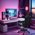 thumbnail image 2 of Xinwanna Gaming Chair with Bluetooth Speakers and LED Lights, High Back Video Game Massage Chair 360° Swivel Height Adjustable Recliner with Footrest & Headrest Lumbar Support Pillows (Black & White), 2 of 7