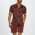 thumbnail image 2 of GERsome Men's Hawaiian Matching Sets 2 Piece Button Down Floral Shirts and Shorts Summer Vacation Outfits S-3XL, 2 of 5