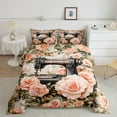 thumbnail image 2 of Retro Sewing Machine Bedding Sets 2 Pcs,Blooming Pink Rose Romantic Comforter Set Women,Botanical Garden Vintage Floral Quilted Comforter with 1 Pillowcase, 2 of 7