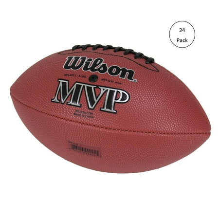 All Weather Leather Football - Wilson MVP Junior Size Double Lace Leather Composite American Football (24 Pack)