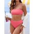 thumbnail image 6 of ANRABESS Tummy Control 2 Piece Swimsuits for Women High Waisted Bikini Sets Ribbed Textured Bathing Suits Beach Swimwear Coral Pink M, 6 of 10