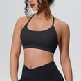 thumbnail image 3 of AKOEE Women's Sports Bra Seamless Stretch Spaghetti Strap Padded Support Crop Top Gym Workout Clothes (L, Black), 3 of 6