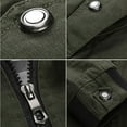thumbnail image 3 of YAYUBA Men's Casual Military Jacket Stand Collar Jackets Coats Cotton Bomber Jackets with Shoulder Straps,Army Green,L, 3 of 5