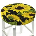 thumbnail image 3 of Junzan Sunflowers In Vintage Bar Stool Cover Round Seat Cushion With Elastic Washable And Non Slip Bottom For Barstool Padded Chair Slipcover - 14 Inch, 3 of 7