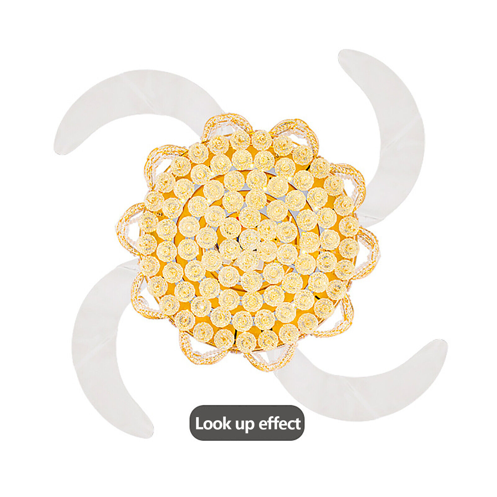 Modern 42" Crystal LED Invisible Ceiling Fan Chandelier Lamp Light Led Lighting W/Remote Gold for 8-25㎡, Living Room, Ding Room, Bedroom