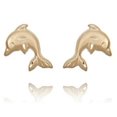 thumbnail image 6 of AVORA 10K Yellow Gold Satin Finish Diamond Cut Dolphin Stud Earrings, 6 of 6