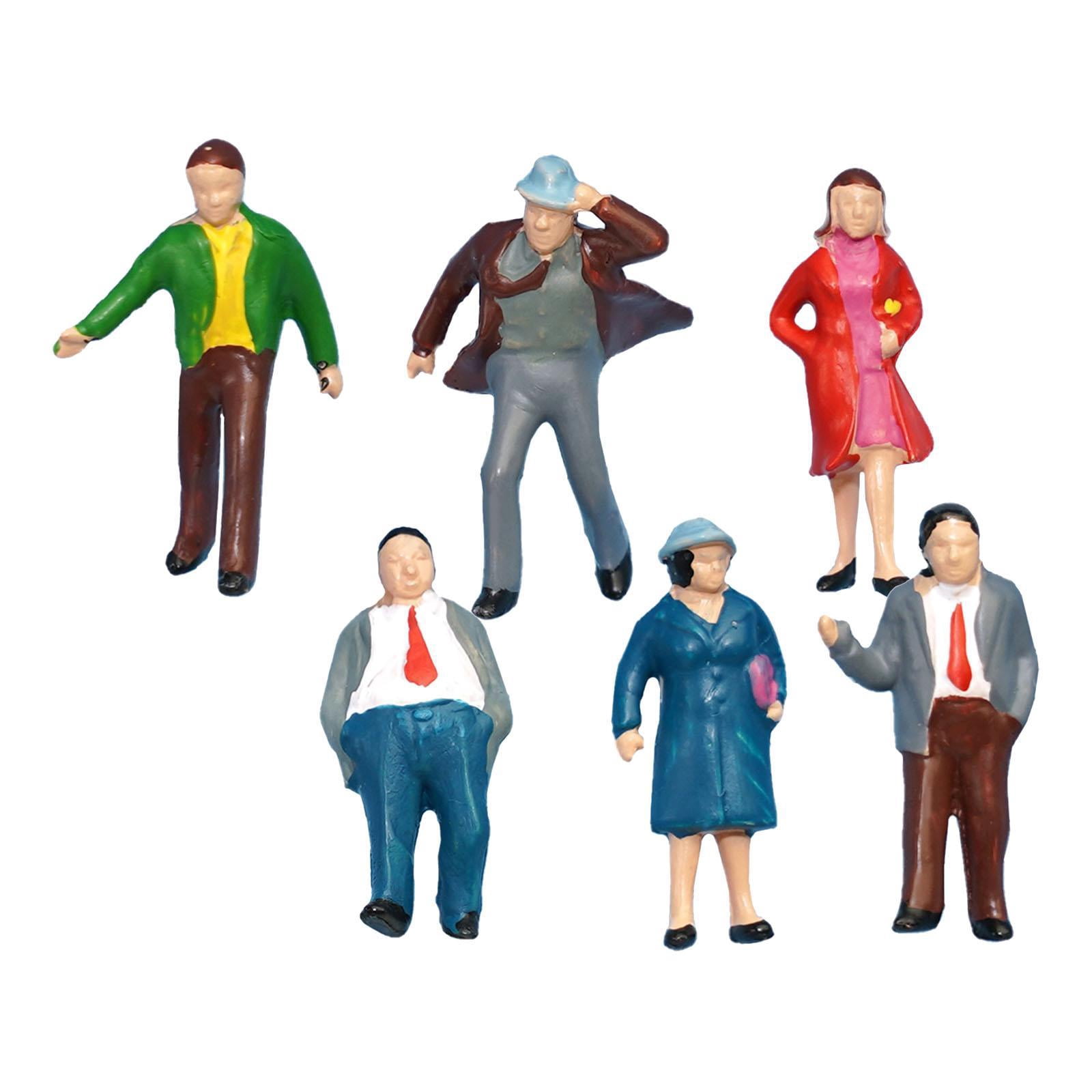 Dualoai 6 Pieces 1:87 HO Scale Figure Model Layout Collections Photo Props Men Women