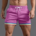 thumbnail image 2 of CHUOU Mens Summer Solid Color Rainbow Pants Pocket Drawstring Loose Casual Sports Running Straight Shorts Beach Pants, 2 of 5