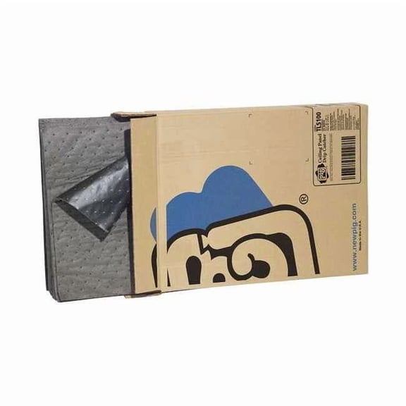 Pig Sorbent Pad, 4 gal, 15 1/2 in x 20 in, Universal, Gray, Polypropylene TLS100
