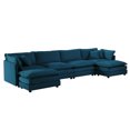 146.5" Convertible Modular Sleeper Sofa with 2 Ottomans, Chenille 4