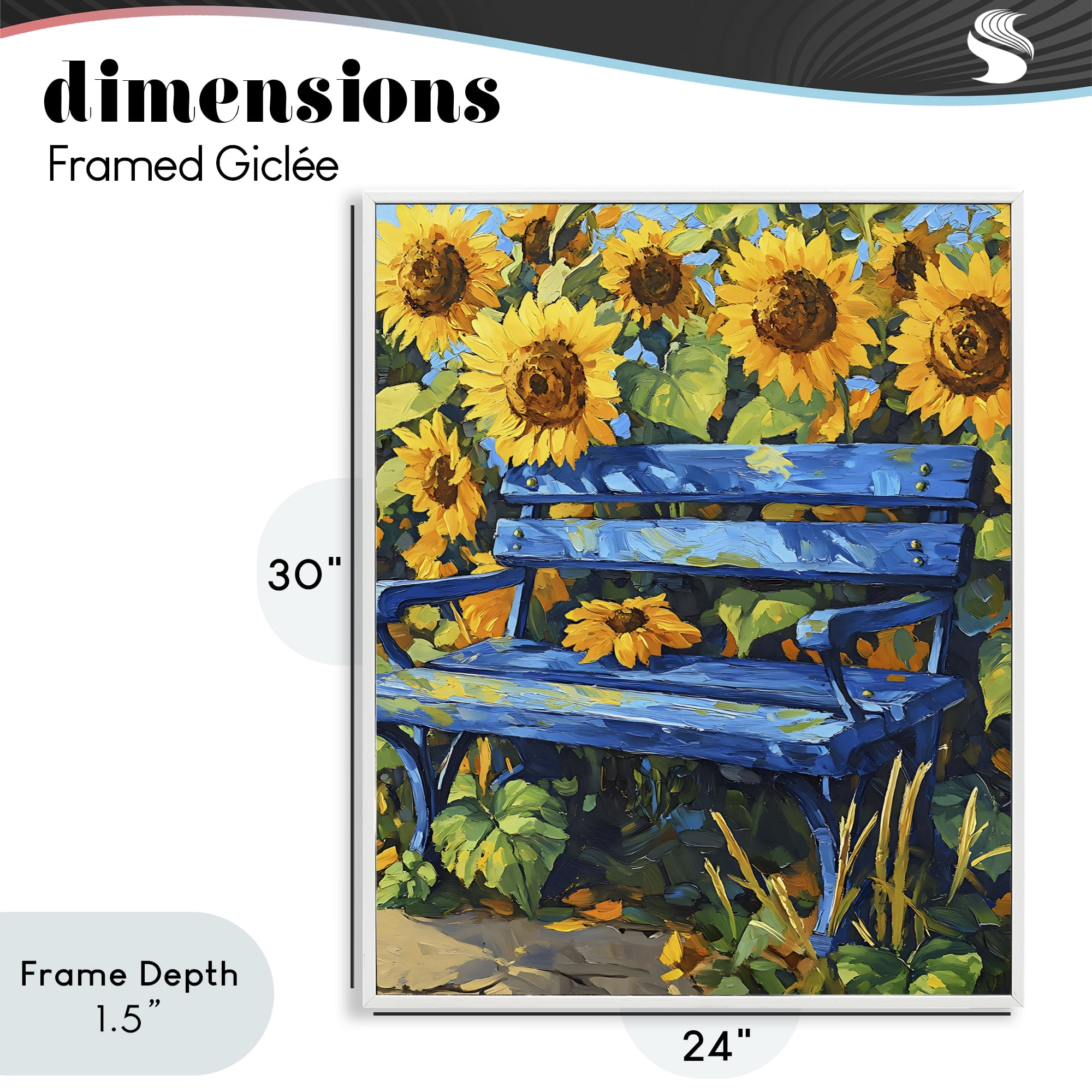 Stupell Industries Bench in Sunflower Field White Framed Giclee Art, design by Creative Studio
