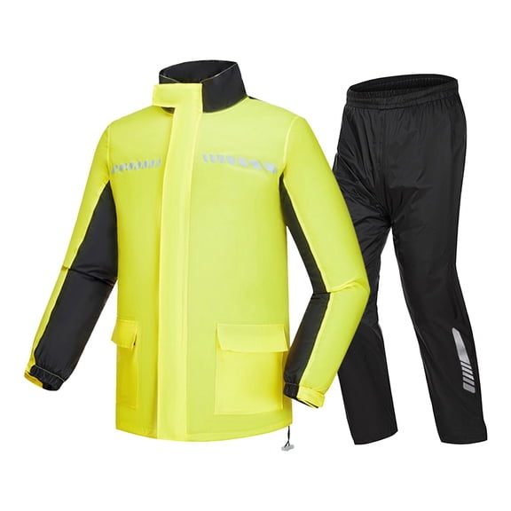 Traje de lluvia impermeable para motociclistas con cuello y puños ajustables para hombres Amarillo