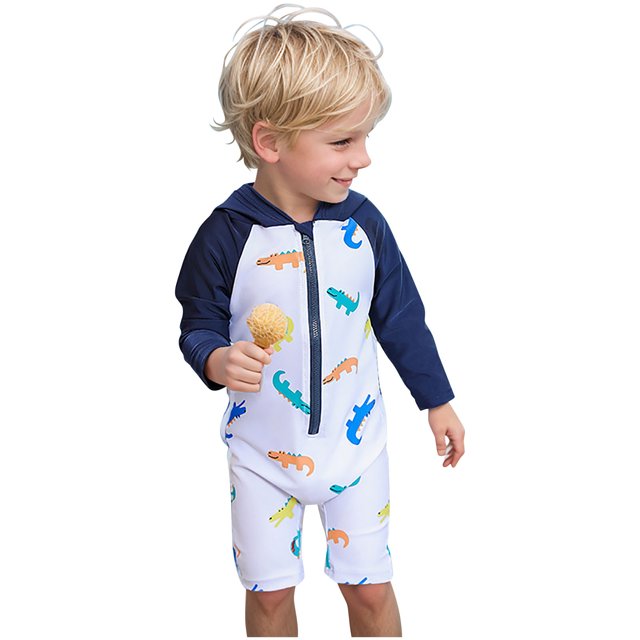 Pisexur Baby Boy Swimsuit,Toddler Boy One Piece Swimsuit Half Zipper Bathing Suits Short Sleeve Rash Guard Sunsuits with UPF50+ Sun Protection,Toddler Boy Swimsuit 1-7 Years