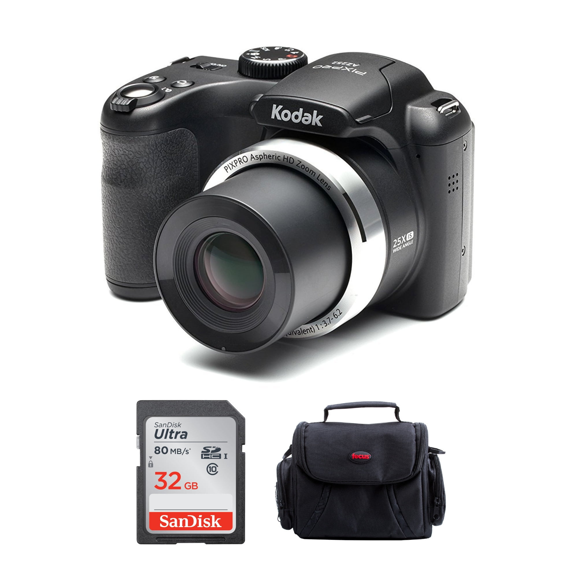 Kodak PIXPRO AZ252 Astro Zoom Digital Camera (Black) with 32GB SD Card