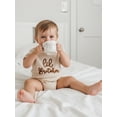 thumbnail image 4 of BemeyourBBs INewborn Baby Boy Little Brother Outfits Lil Brother Romper Summer Clothes Short Sleeve Letters Embroidery Waffle Knit Jumpsuit One Piece, 4 of 9