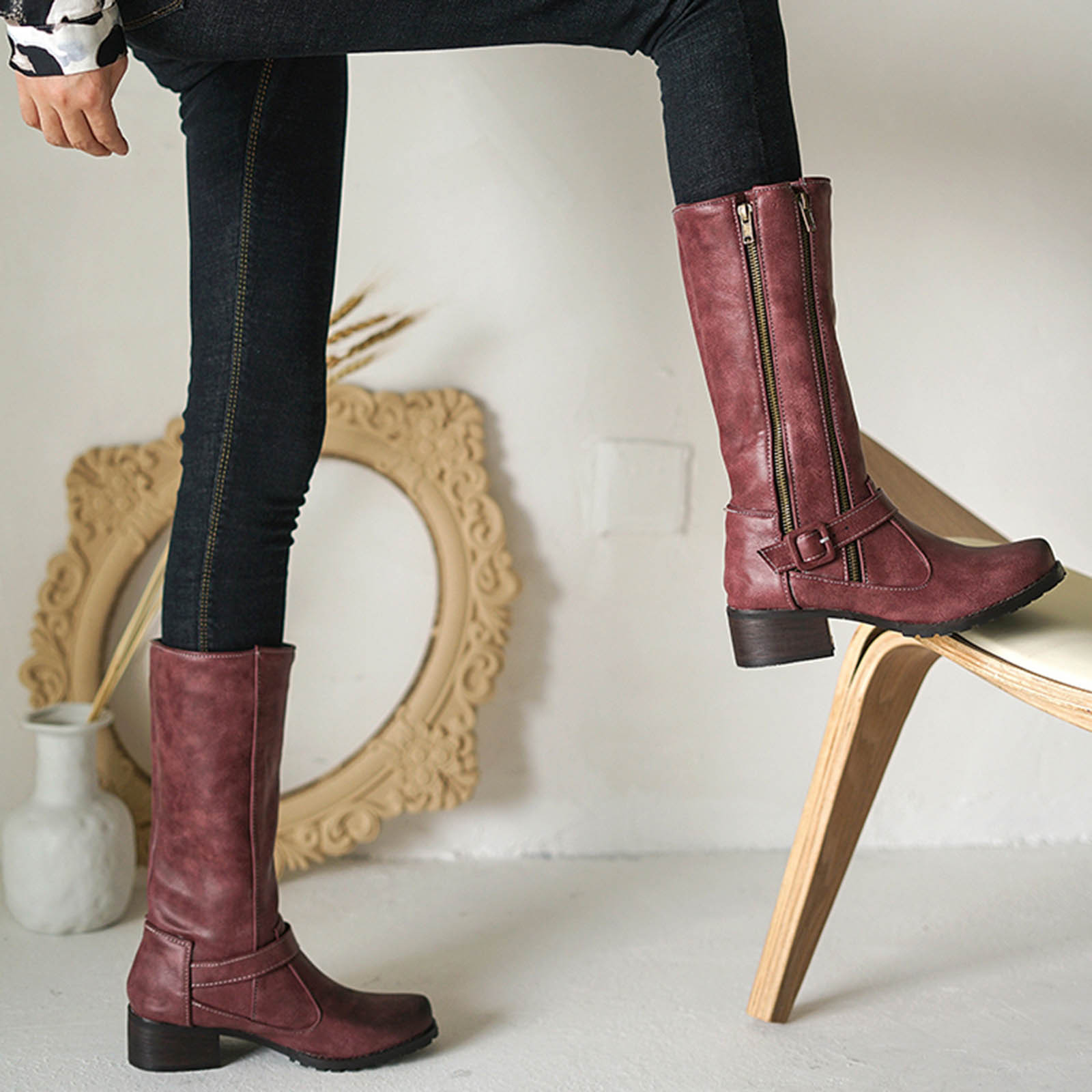 rache-637 Leather Riding Boots Wide 