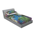 thumbnail image 3 of Rustic Bedding Set with Sheet & Covers, Charm of Old Door Overgrown Exotic Flower Petals Palm Leaves Scene Artwork Print, Printed Bedroom Decor 2 Shams, 4 Sizes, Multicolor, by Ambesonne, 3 of 3