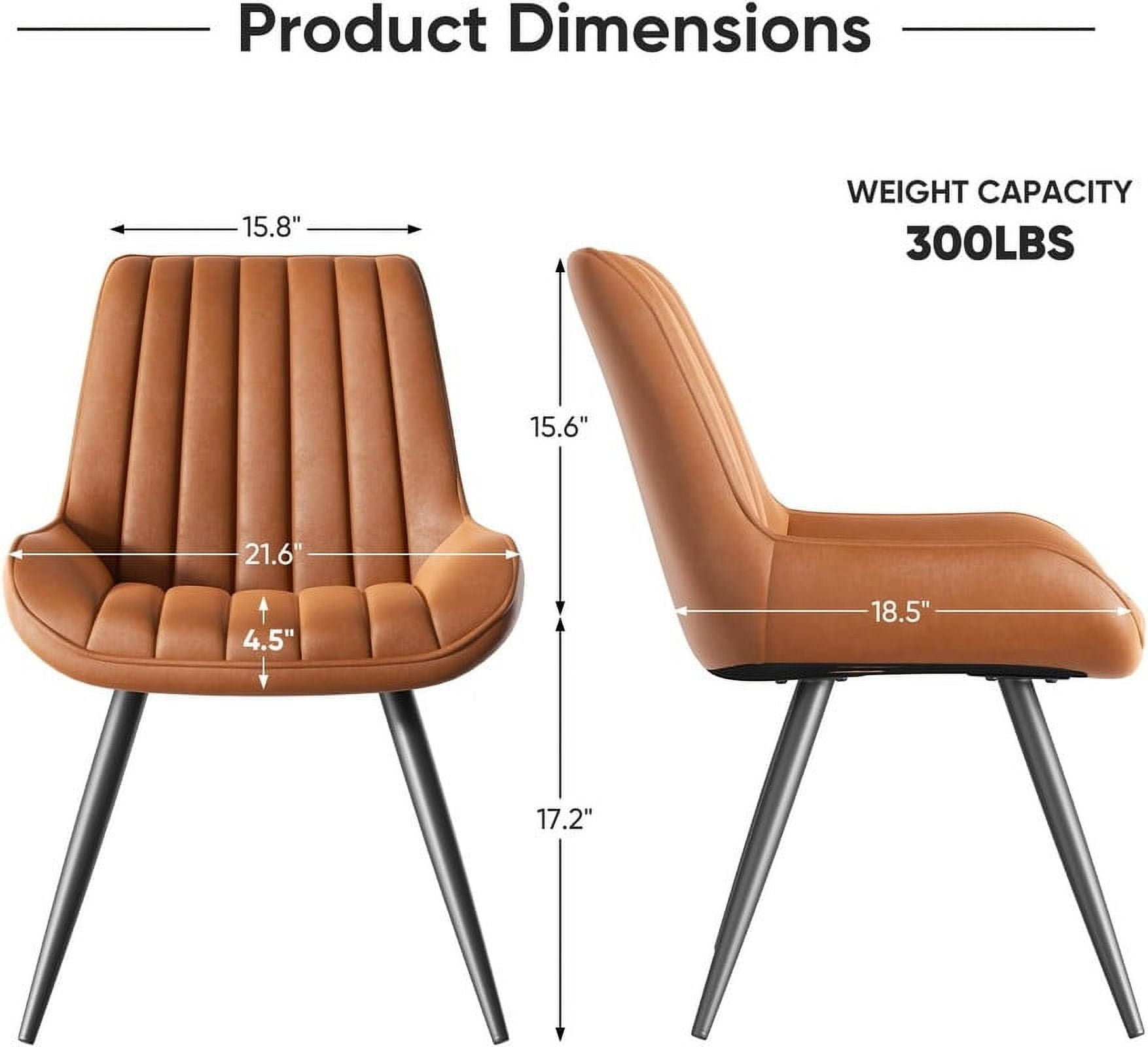 Hawsaiy Modern Upholstered Dining Chairs Set of 4, Comfy Kitchen Side Chairs with Thick Cushions & Metal Legs, Brown
