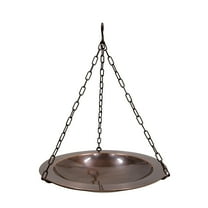 Achla Designs 18"Dia. Round Antique Finished Classic Copper Hanging Birdbath w/Roman Bronze Wrought Iron Hanger