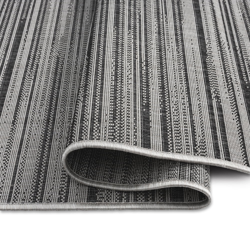 Nicole Miller New York Patio Country Wynona Contemporary Abstract Indoor/Outdoor Area Rug, Black/Beige, 7'9"x10'2"