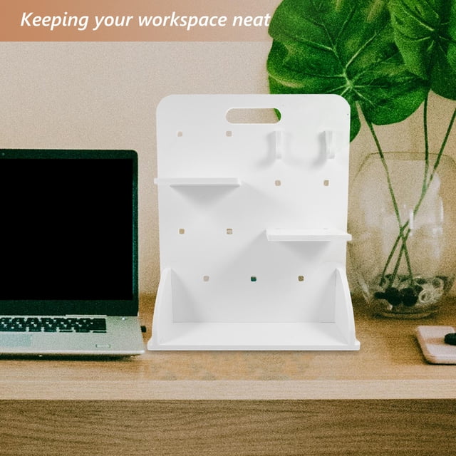 Raindrops 1 Set White Office Pegboard Display for Desk Organization with PVC-wood Composites