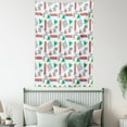 thumbnail image 4 of 90s Decorations Tapestry, Memphis Style Geometric with Dots Barcode Triangle Shapes Retro Art Print, Wall Hanging for Bedroom Living Room Dorm Decor, 40W X 60L Inches, Coral Black, by Ambesonne, 4 of 5