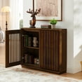 thumbnail image 4 of Jopath Sideboard Cabinet with 2 Outlet Holes, Buffet Cabinet with Storage Mid Century Modern Fluted Hollowed Out for Living Room Entryway Hallway Dining Room Kitchen Walnut, 4 of 9